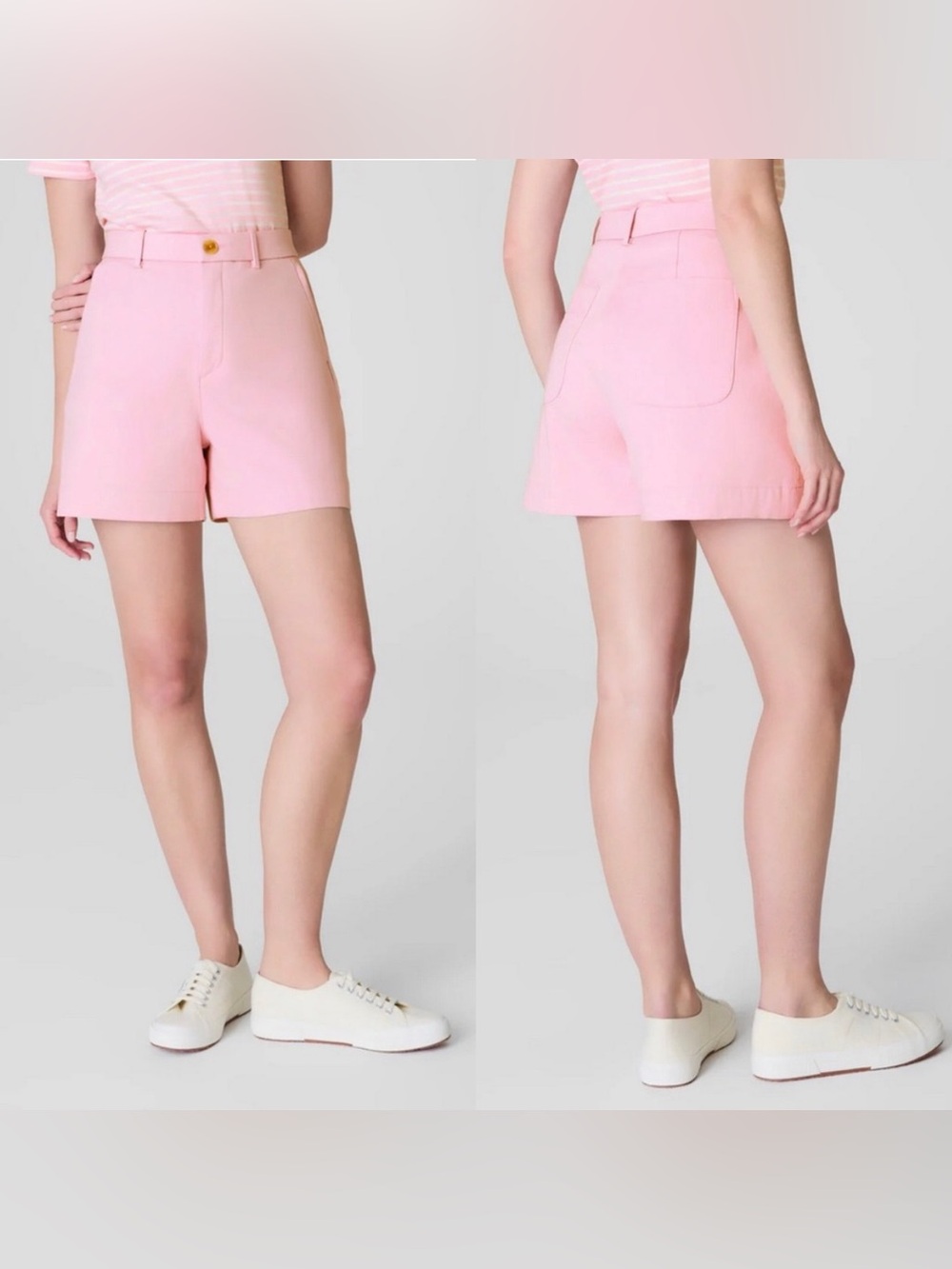 New! Spanx Stretch Twill High Rise Shorts Womens Size XL Pink